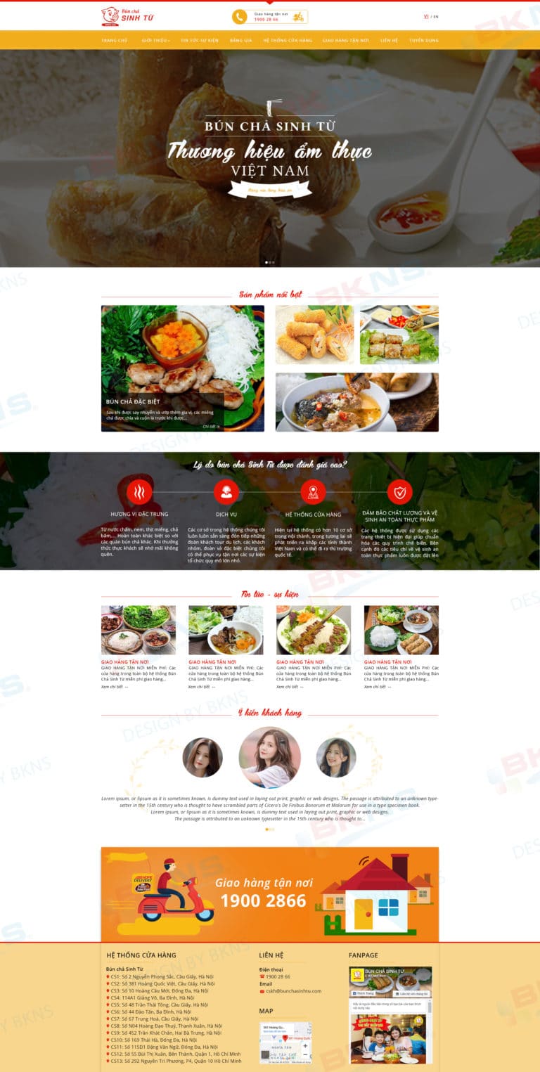 Mẫu website bún chả 01